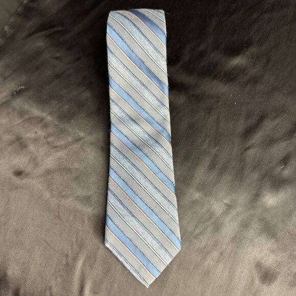 Vintage Van Gogh Blue Striped Necktie 80s 90s Pin Striped - Picture 9 of 16